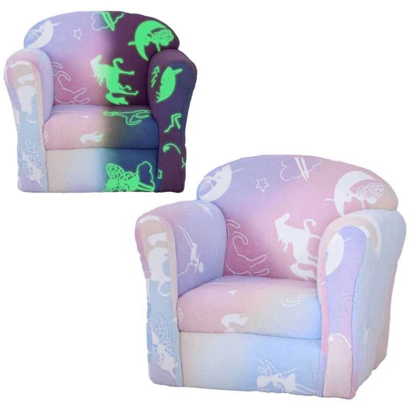Qaba Toddler Chair with Luminous Fairy Design, Wooden Frame, for 18-36 Months, Multicolour