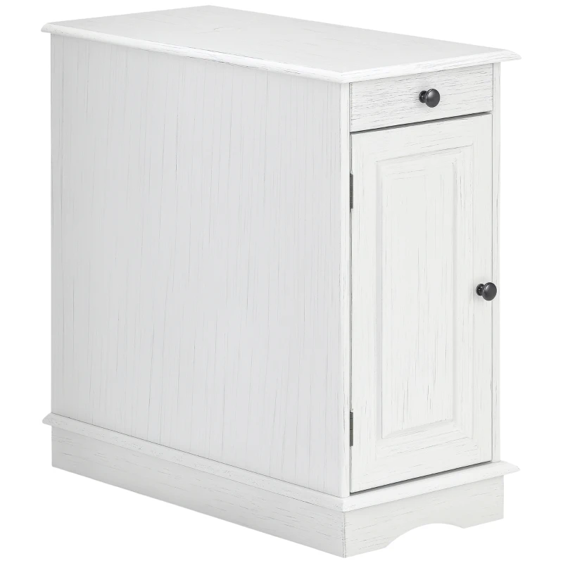 HOMCOM Flip Top End Side Table with Storage Drawer and Cabinet, 11.5" x 24" x 24.25", White