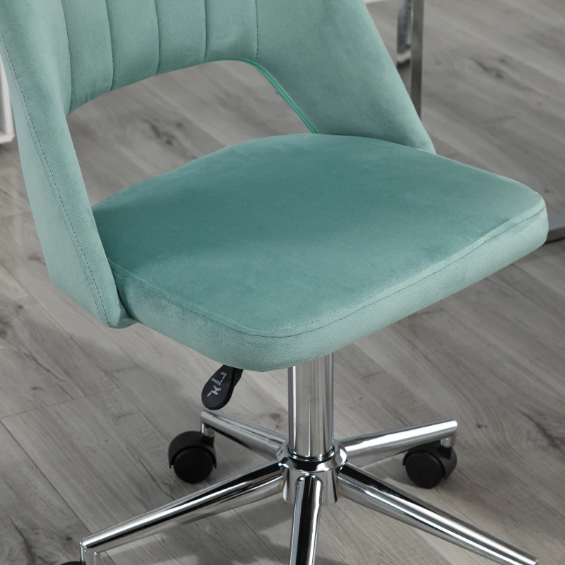 Vinsetto Mid Back Office Chair Velvet Fabric Swivel Scallop Shape Computer Desk Chair, Green