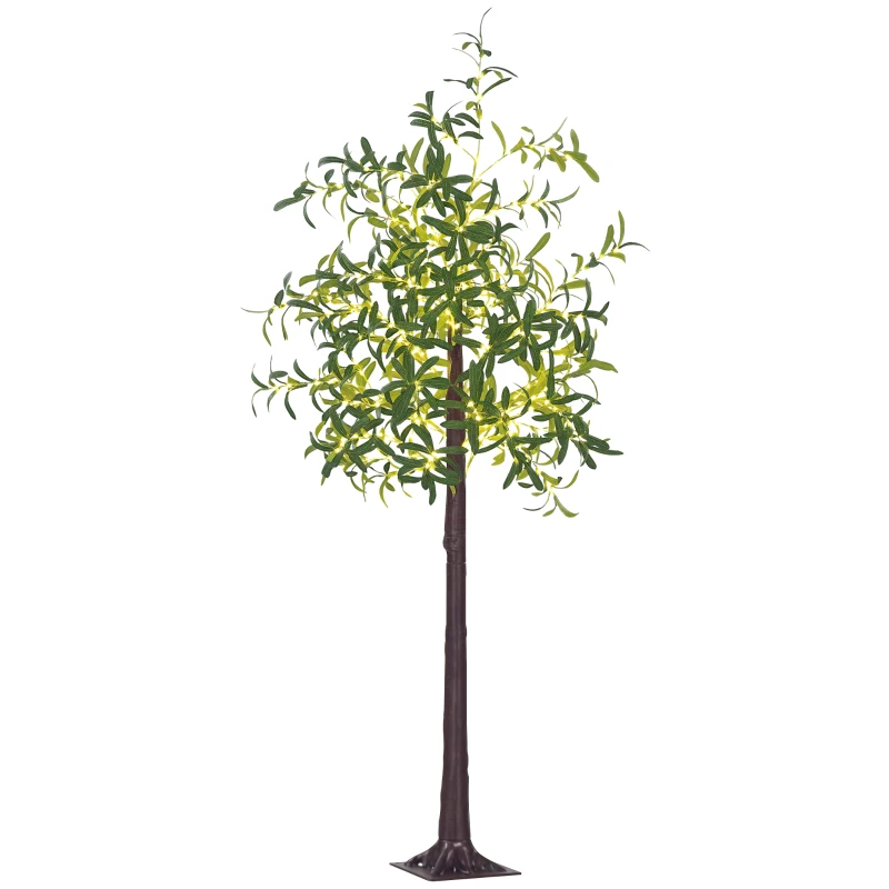 HOMCOM 6ft LED Olive Tree with 300 Warm White Lights, Light up Olive Tree for Indoor, Home, Party, Wedding, Christmas, Green
