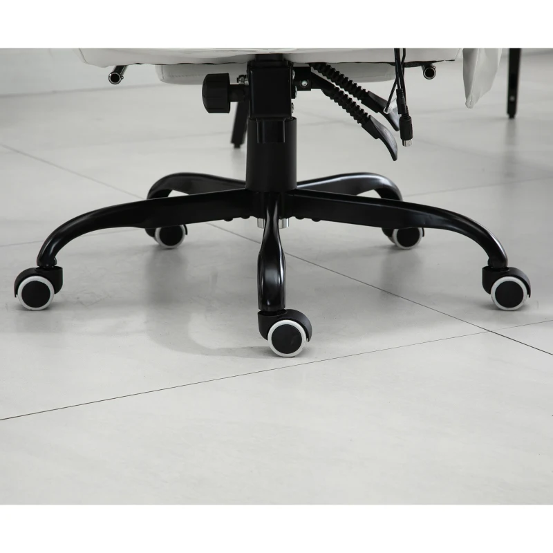 Vinsetto 7-Point Vibrating Massage Chair, Reclining Office Chair with Footrest, Reclining Back, Adjustable Height, White