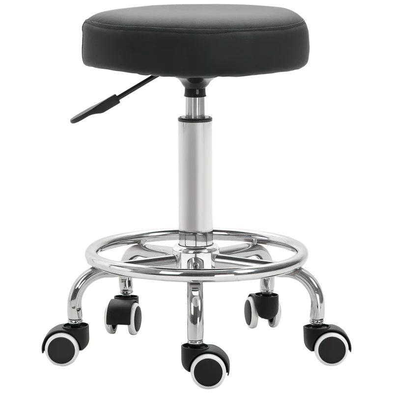 Vinsetto Adjustable Swivel Salon Stool Hydraulic PU Barber Rolling Massage Tattoo Chair Bar Beauty SPA Seat Black