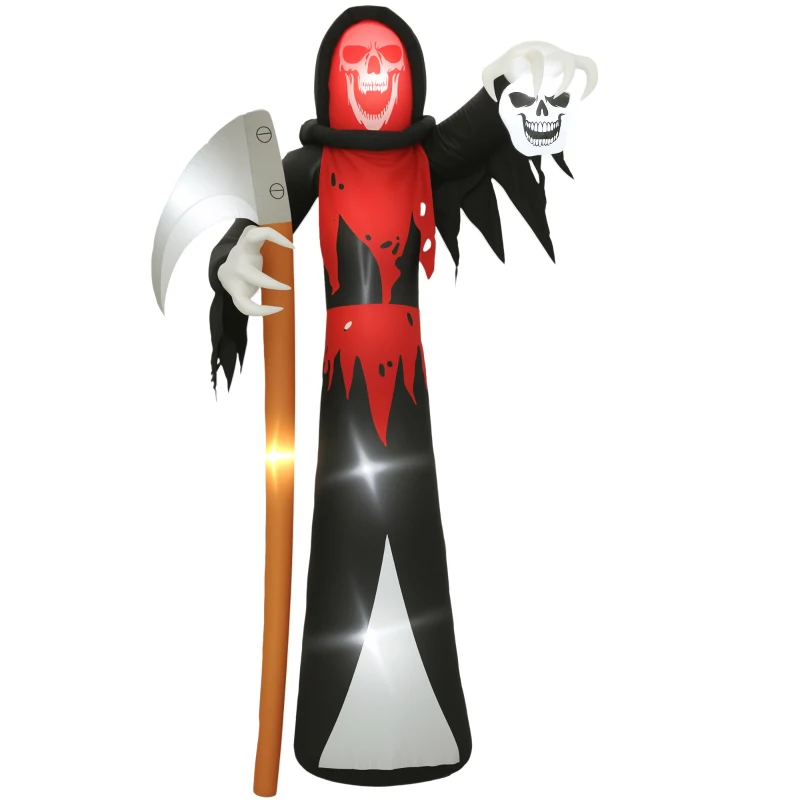 Outsunny 12 FT Halloween Inflatable Grim Reaper, Blow Up Garden Decor with Built-in Lights for Halloween Party Indoor, Outdoor