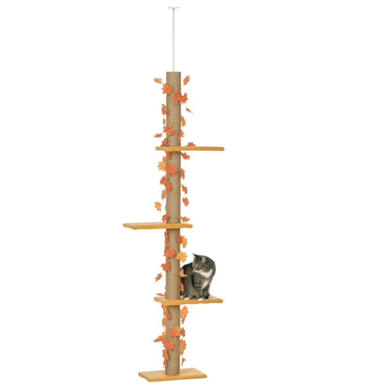 Pawhut Floor to Ceiling Cat Tree with Adjustable Height 80"- 95