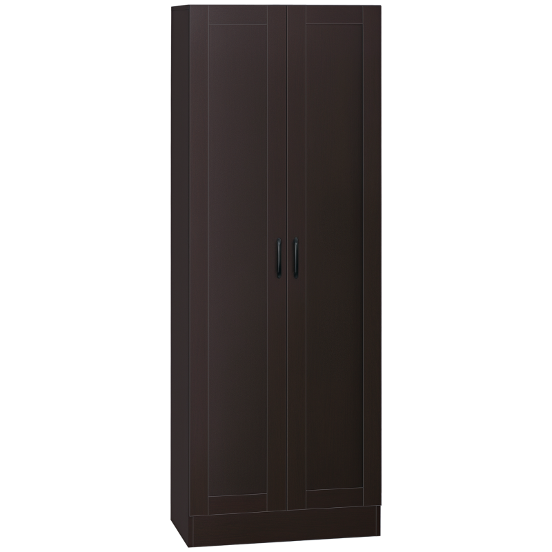 HOMCOM 66" Kitchen Pantry Cabinet, Freestanding Storage Cabinet with 2 Soft Close Doors and 4 Shelves, Dark Walnut