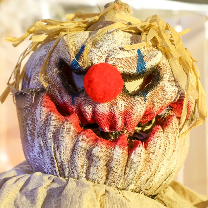 Outsunny 68" Life Size Halloween Animated Pumpkin Clown with Glowing LED Eyes, Battery Operated, Indoor Party Props