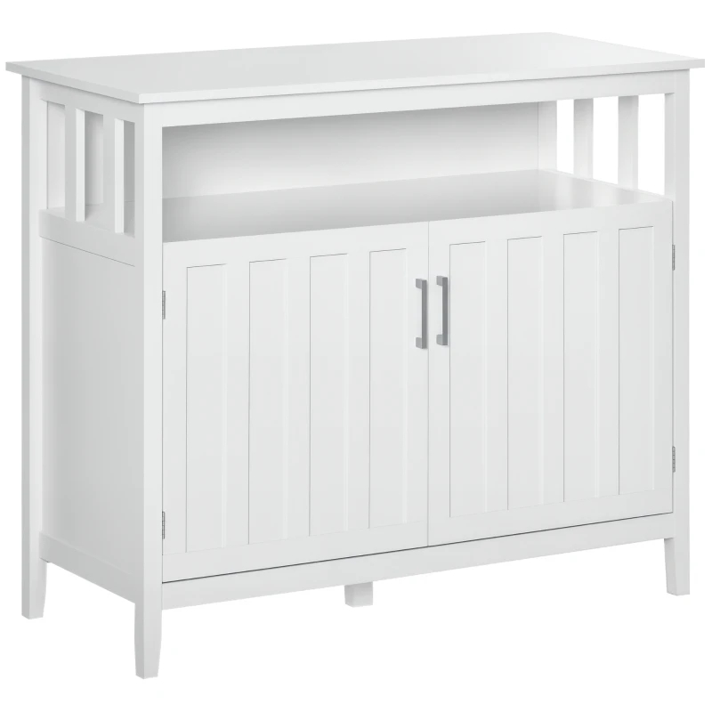 HOMCOM Sideboard Buffet Cabinet, Coffee Bar Cabinet with 2 Doors and Adjustable Shelves for Kitchen Entryway Living Room, White