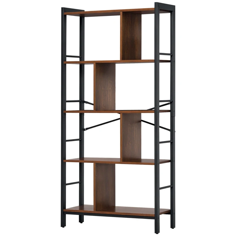 HOMCOM Industrial Bookshelf, Bookcase with 4-Tier Display Shelf for Living Room Office