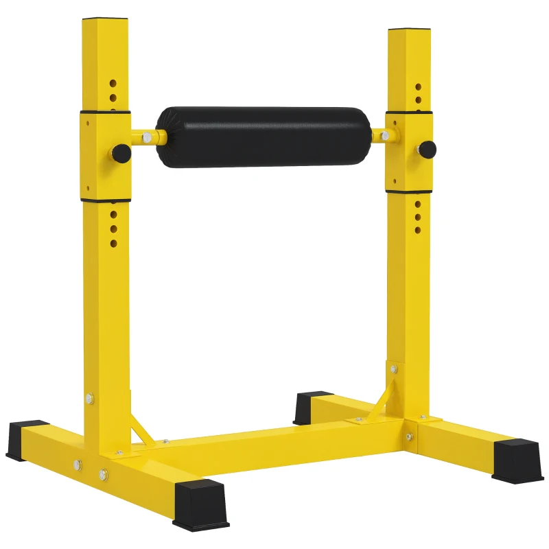 Soozier Bulgarian Split Squat Stand, Single Leg Squat Stand, 12-Level Adjustable Squat Roller for Lower Body Strength Training, Yellow