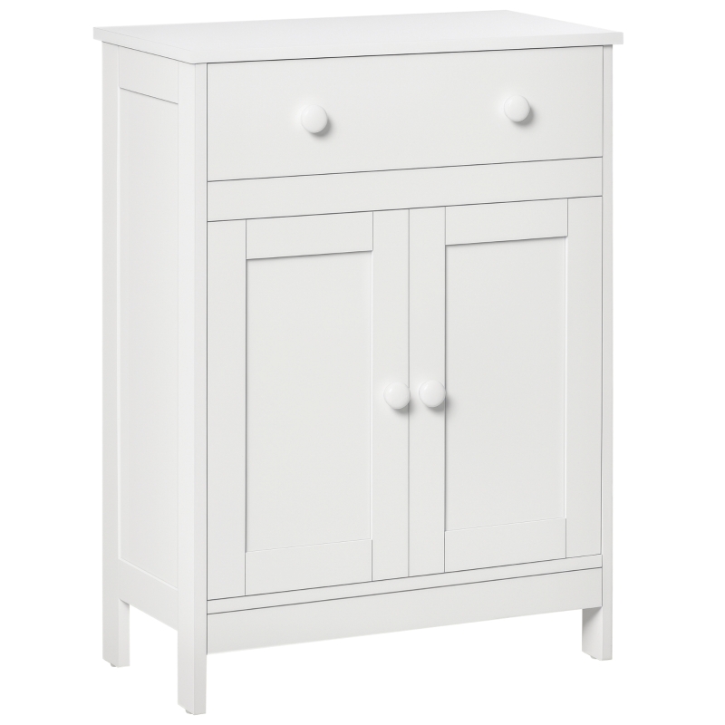 HOMCOM Bathroom Cabinet, Freestanding Accent Sideboard with Storage Drawer & Adjustable Shelf, White