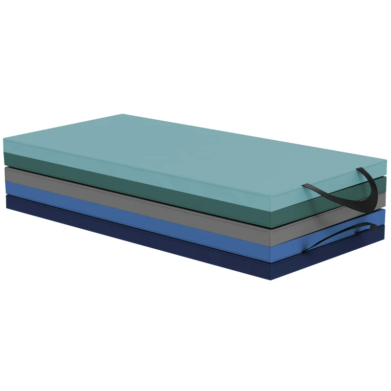 Soozier 6ft Folding Gymnastics Mat, Thick Exercise Mat with Carry Handles for Yoga Aerobics Fitness Training, Mixed Colour