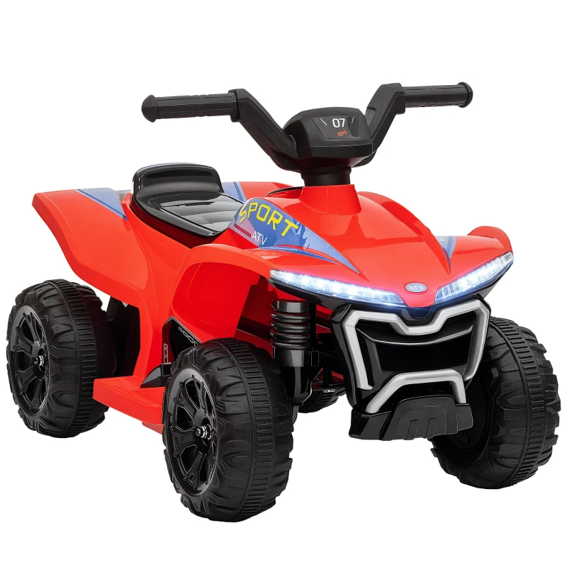 Qaba Kids ATV Quad, 6V Ride On Toy with Rechargeable Battery, Light, Music, Forward & Reverse for Toddlers, Red