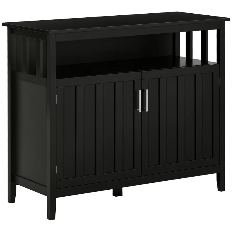 HOMCOM Sideboard Buffet Cabinet, Coffee Bar Cabinet with 2 Doors and Adjustable Shelves for Kitchen Entryway Living Room, Black