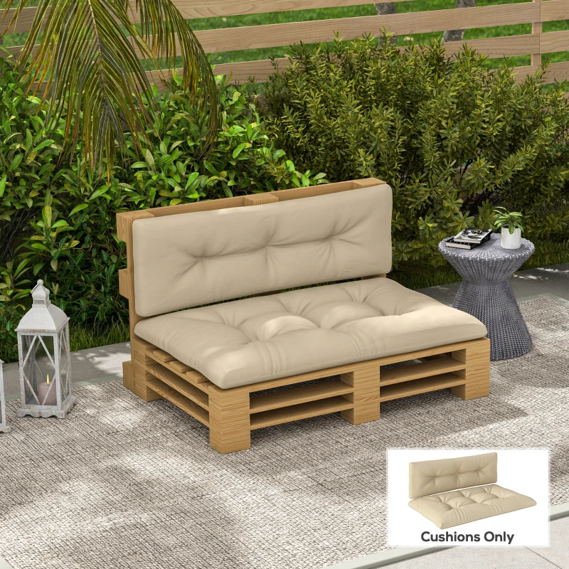 Outsunny 2-Piece Pallet Cushion Set, Outdoor 3.9" Thick Replacement Pallet Sofa Cushions, Tufted Replacement Pads for Garden Patio, Beige