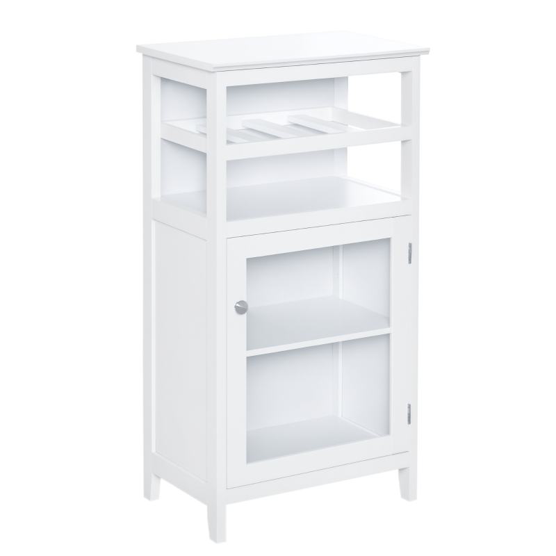 HOMCOM Wine Cabinet with 4 Bottle Wine Rack, Open Shelf, Acrylic Door Cabinet with Adjustable Shelf, White