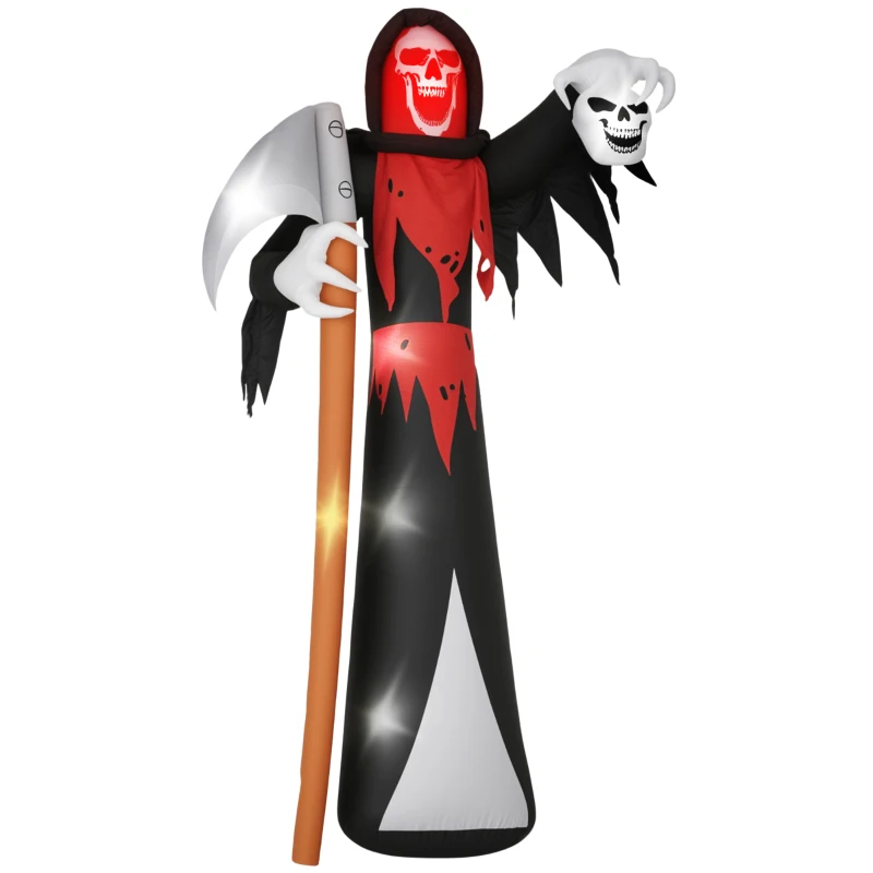 Outsunny 12 FT Halloween Inflatable Grim Reaper, Blow Up Garden Decor with Built-in Lights for Halloween Party Indoor, Outdoor