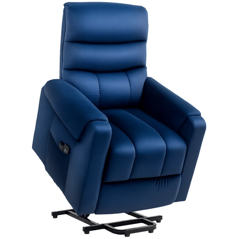 HOMCOM Lift Chair for Elderly, Massage Recliner Chair with 8 Vibration Points, Footrest, Remote Control, Side Pockets Dark Blue