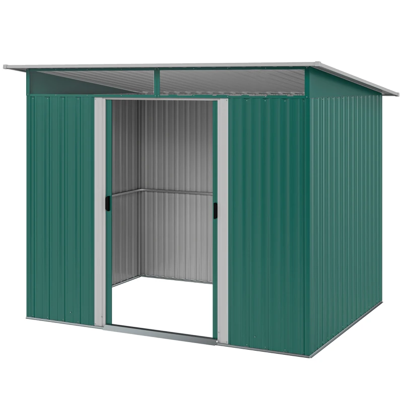 Outsunny 6' x 8.5' Outdoor Metal Garden Shed Utility Tool Storage Steel Backyard House, Dark Green