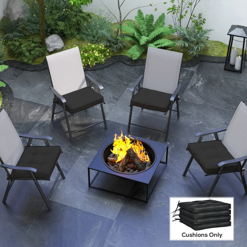 Outsunny Replacement Cushions for Rattan Furniture, 4 Piece Outdoor Seat Cushion Pad for Patio Set, Black