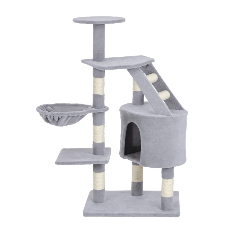 PawHut 49” Deluxe Cat Tree Furniture Scratching Pet Tower Kitten Play Post (Grey)
