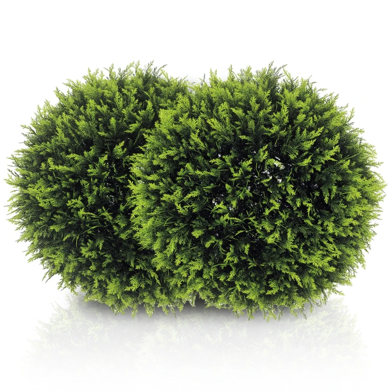 HOMCOM 2 Pack Artificial Plant Cedar Topiary Balls, 17.7 Inch