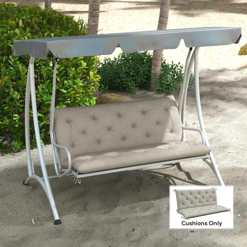 Outsunny 2 Seater Garden Bench Cushion, Thick Outdoor Non-Slip 2 Seater Soft Pad With Backrest for Garden Patio, 47" x 43" x 5", Light Grey