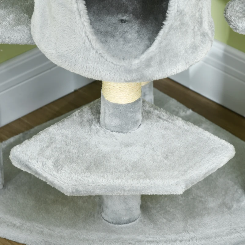 PawHut 79" Scratching Kitten Tree Condo Kitten Scratch Activity Center Toys Light Grey