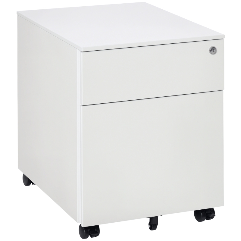 Vinsetto Lockable File Cabinet, Steel Filing Cabinet on Wheels for Legal, A4, Letter Size, with Pencil Tray for Home Office