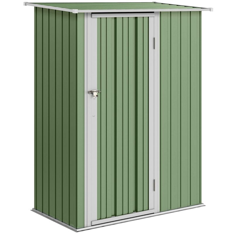 Outsunny 4.7' x 3' Outdoor Storage Shed, Galvanized Metal Utility Garden Tool House, 2 Vents and Lockable Door for Backyard, Patio, Garage, Lawn, Green