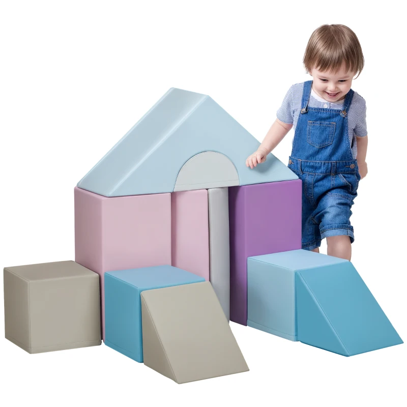 Soozier 11 Piece Soft Play Blocks Kids Climb and Crawl Gym Toy Foam Building Multicolour
