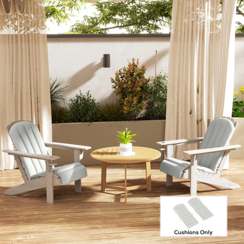 Outsunny Set of 2 Patio Chair Cushions, High Back Adirondack Chair Cushion with Ties, High-Density Foam, Light Grey