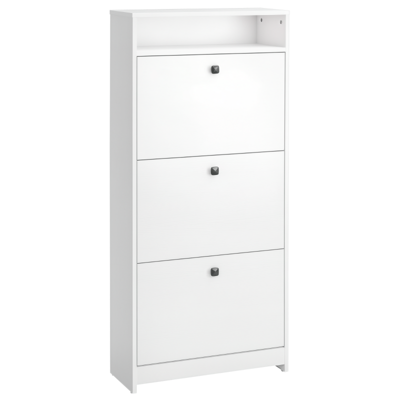 HOMCOM Slim Shoe Storage, Trendy Shoe Rack with 3 Large Fold-Out Drawers & a Spacious Top Surface, White