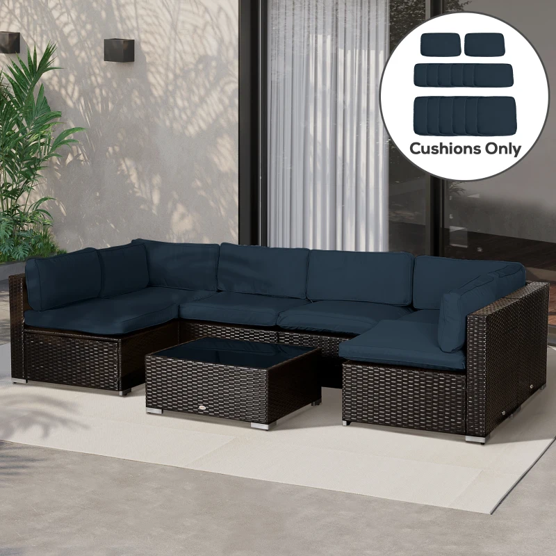 Outsunny Outdoor Patio Rattan Sofa Set Cushion Polyester Cover Replacement- No Cushion Included