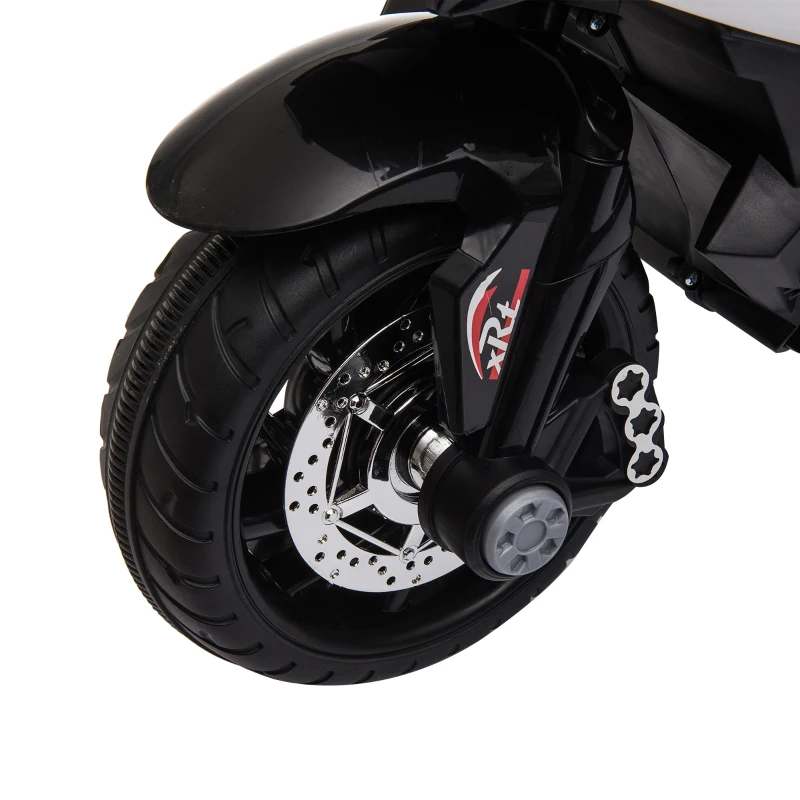 Qaba Kids Electric Motorcycle Ride-On Toy with 3 Wheels, Music, Horn, Lights, Black