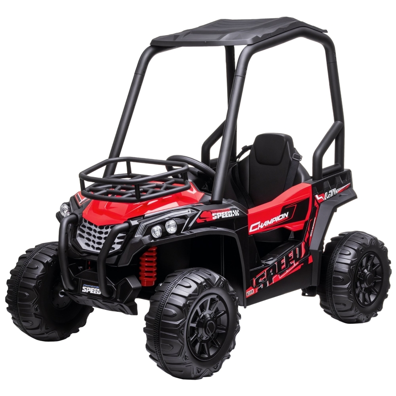Aosom 12V Kids UTV with Music, Lights, MP3/USB, Suspension System, Remote  Control, Red