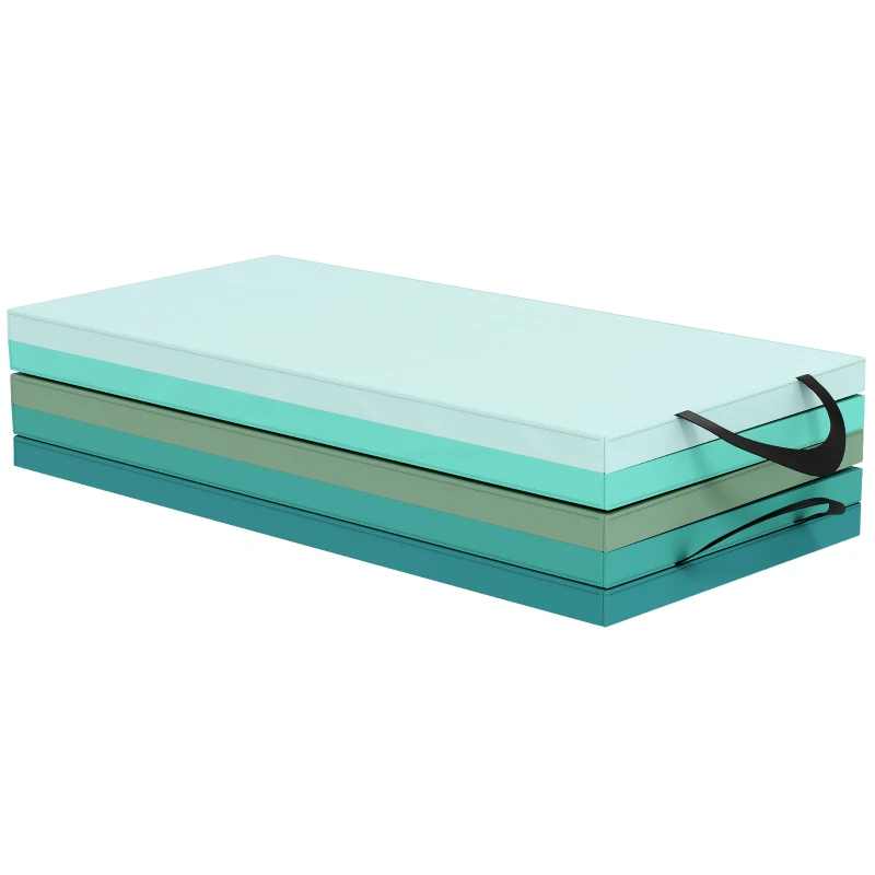 Soozier 6ft Folding Gymnastics Mat, Thick Exercise Mat with Carry Handles for Yoga Aerobics Fitness Training, Mixed Green