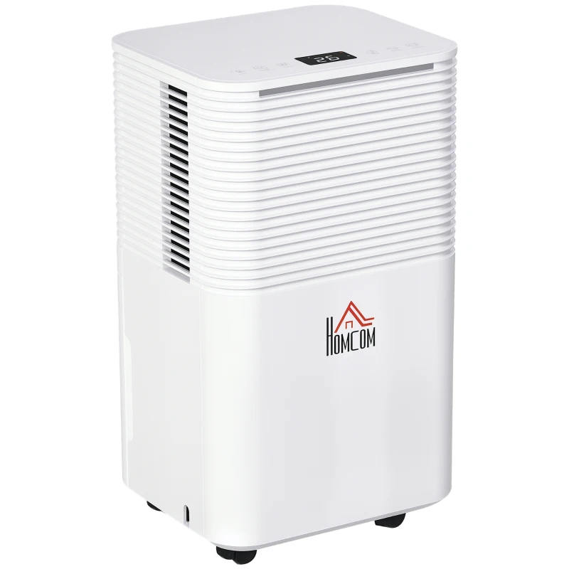 HOMCOM 1500 Sq. Ft Portable Electric Dehumidifiers with 3 Color Lights, LED Display, Quiet Dehumidifier for Basements, Bedroom, Bathroom, Closet, RV, 25pt/Day, White