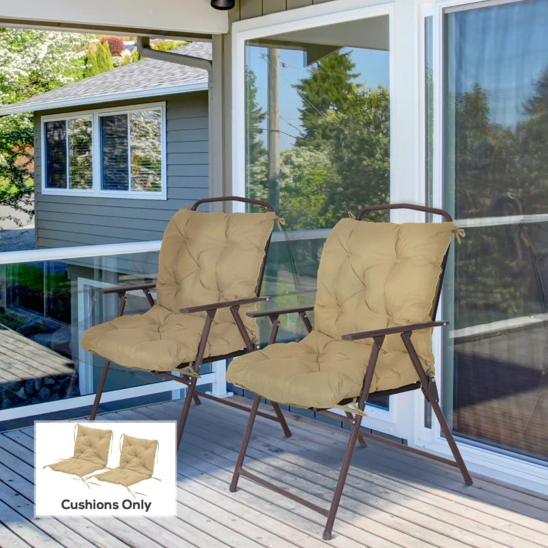 Outsunny Set of 2 Garden Chair Cushions Seat Pad with Backrest for Sunbeds, Rocking Chairs, Loungers, Outdoor & Indoor Use