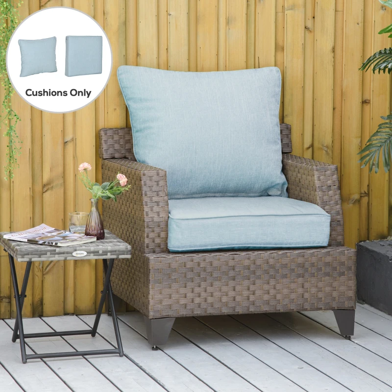 Outsunny Patio Chair Cushions, Thick Deep Seat Outdoor Seat Cushion with Back Cushion, Light Blue