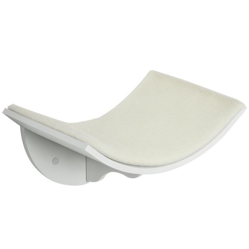 PawHut Wood Wall-Mounted Cat Shelves, Curved Kitten Bed Cat Perch Climber with Fleece Top, 16.25" x 11" x 8.25", White