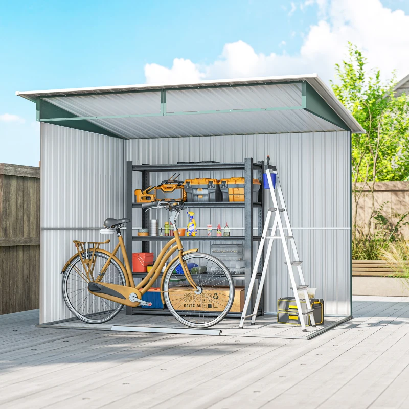 Outsunny 6' x 8.5' Outdoor Metal Garden Shed Utility Tool Storage Steel Backyard House, Dark Green