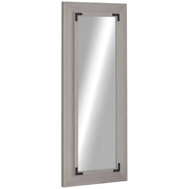 HOMCOM 59" x 23.5" Farmhouse Full Length Mirror, Wall Mount and Leaner Floor Mirror, Vertical and Horizontal for Bedroom, Grey