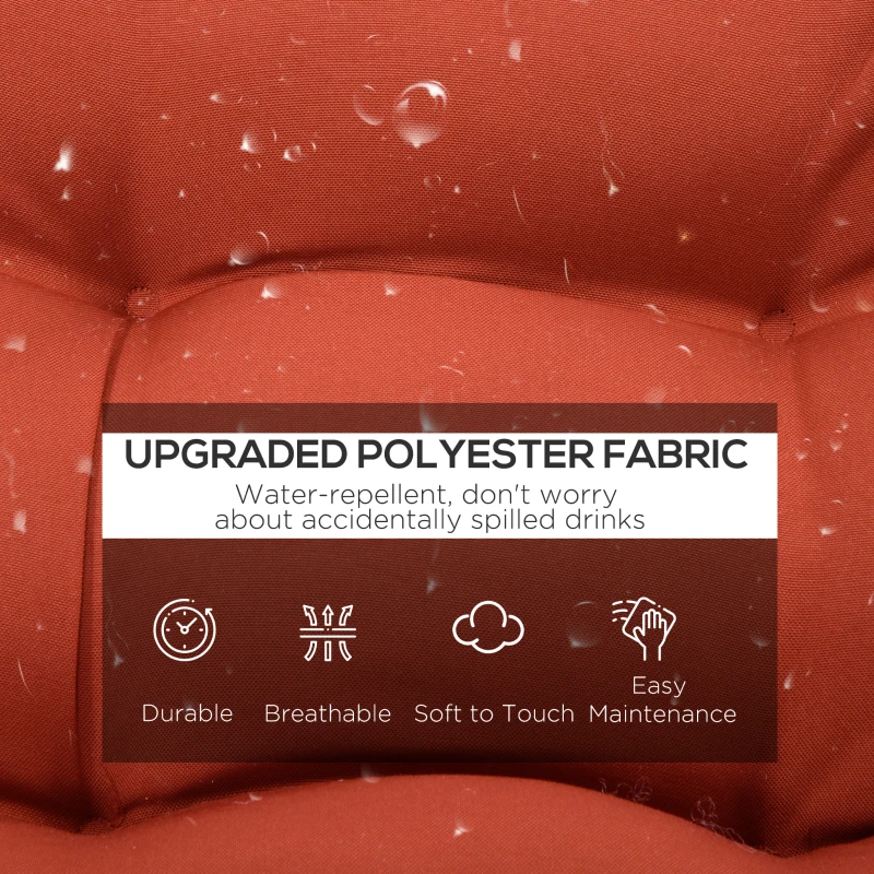 Outsunny Set of 2 Outdoor Chaise Lounge Cushions, 72" x 22" x 4.7" Patio Lounge Chair Cushions with Ties for Outdoor, Indoor, Red