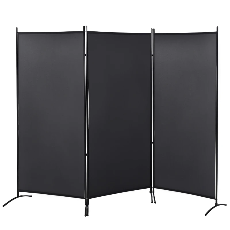 HOMCOM 6' 3 Panel Room Divider, Double Hinged Folding Wall Divider, Indoor Privacy Screen for Home Office,  Charcoal Grey