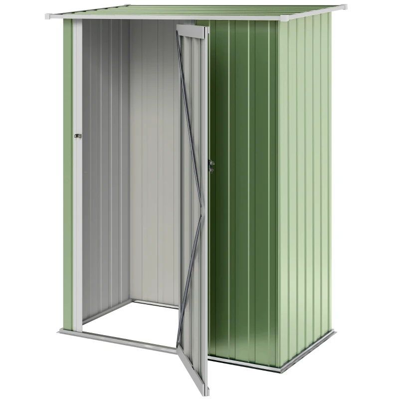 Outsunny 4.7' x 3' Outdoor Storage Shed, Galvanized Metal Utility Garden Tool House, 2 Vents and Lockable Door for Backyard, Patio, Garage, Lawn, Green