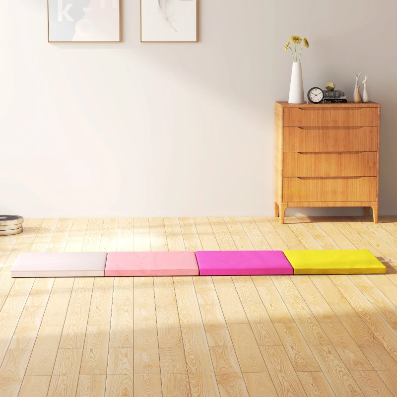 Soozier 8ft Folding Gymnastics Mat, Thick Exercise Mat with Carry Handles for Home Gym Yoga Aerobics Fitness Training