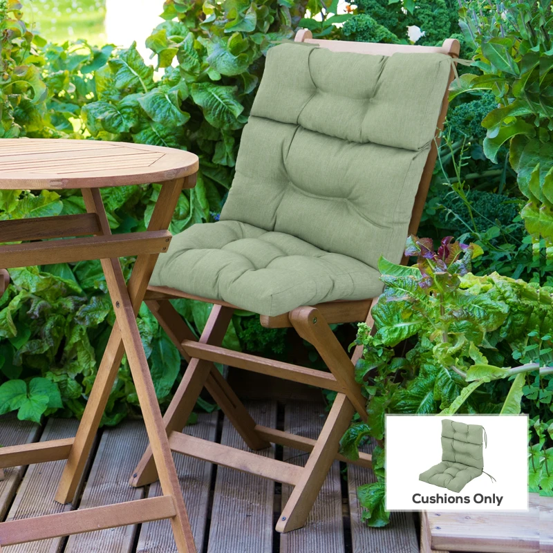 Outsunny Outdoor Patio Chair Seat/Back Chair Cushion Replacement, Tufted Pillow with Thick Filling and String Ties, Light Green