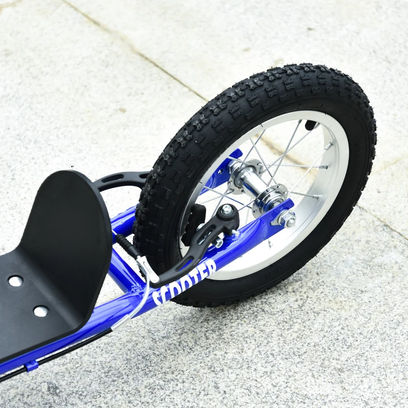 Aosom Youth Scooter Kick Scooter for Kids 5+ with Adjustable Handlebar 16" Front and 12" Rear Dual Brakes Inflatable Wheels, Blue