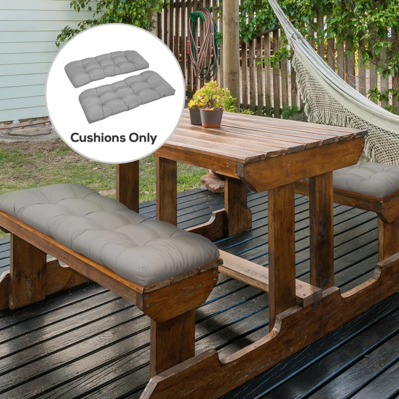 Outsunny Set of 2 Patio Bench Replacement Cushions, 2 Seater Outdoor Loveseat Cushion Seat Pad, 43" x 19" x 3", Gray