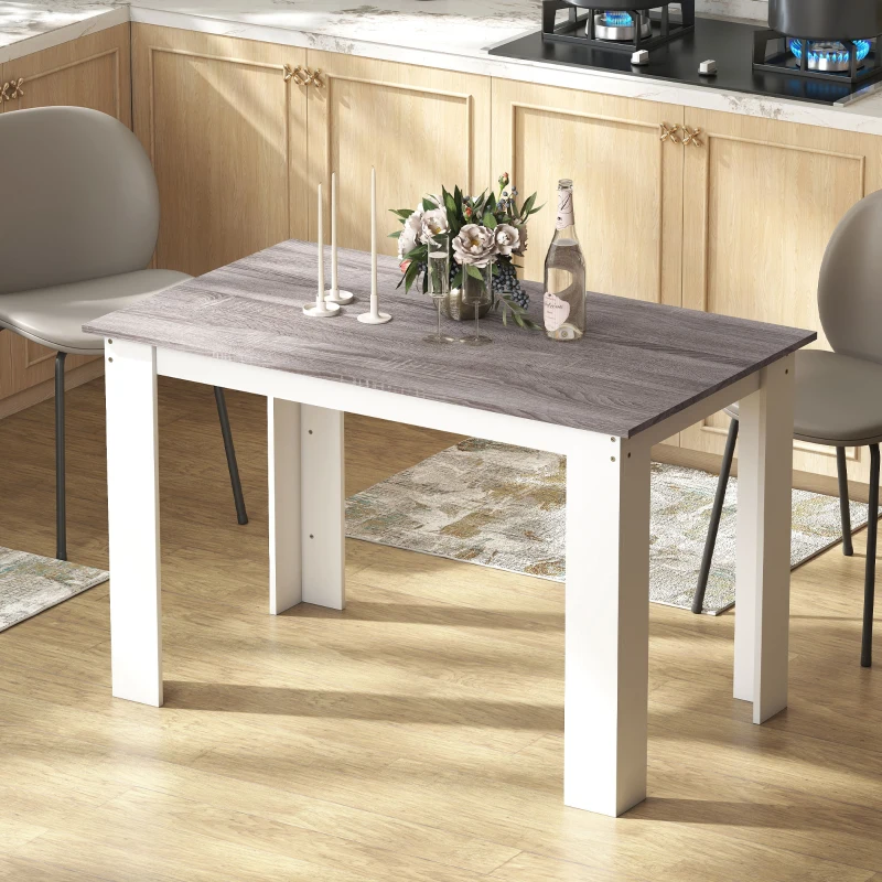 HOMCOM 47" Kitchen Table for 4-6 People, Dining Table with Wood Effect for Dining Room, Grey